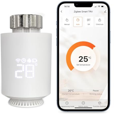 Smart Heizkörperthermostat, Zigbee Thermostat Heizung, Programmierbar Heizungsthermostat Unterstützen Alexa, Google Home Sprachsteuerung und Smart Life App Fernbedienung (2.4GHz-WLAN)