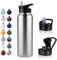 UMBFUN Bouteille d'eau en Acier Inoxydable - 1.2L avec Paille,anti-fuite,Gazéifiée,BPA free Gourde Thermos(+2 Couvercles) Isolation Double Paroi Sous Vide pour Sport,Voyage,Camping,école,Vélo,Gym
