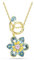 Swarovski Idyllia Anhänger, Verschiedene Schliffe, Blume, Blau, Goldlegierungsschicht