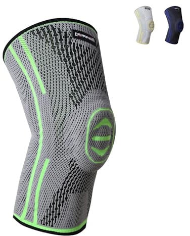 Premium Knee Support with Patella Gel Pad & Spring Stabilizers – Non-Slip Knee Sleeve for Men & Women, Perfect for Arthritis, Meniscus Tear, ACL, Joint Pain Relief & Sports Recovery (Gray Green, M)