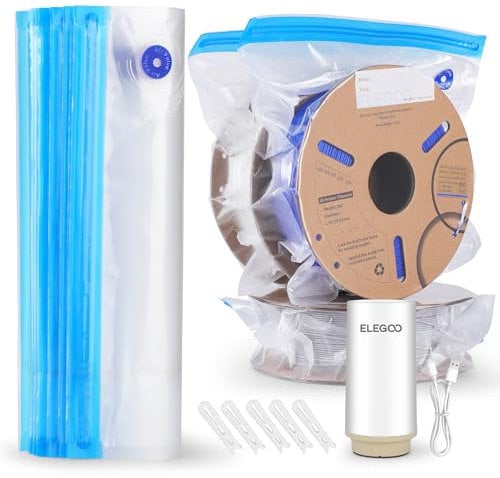ELEGOO Filament Aufbewahrungsbeutel Auto Pump Kit, 30 Wiederverwendbare Beutel Vakuumversiegelt,Feuchtigkeitsgeschützt, Perfekt für 3D Drucker Filament Lagerung und Halten Filament Trocken (34x30cm)