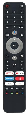 Mando a Distancia de Voz Compatible con PEAQ Ioplee LED TV IOP43QA11, PTV | 50GU-5024C, PTV 55GMU-5024C, PTV 65GQU-5124C, PTV50GU-5024C, PTV55GMU-5024C, PTV65GQU-5124C
