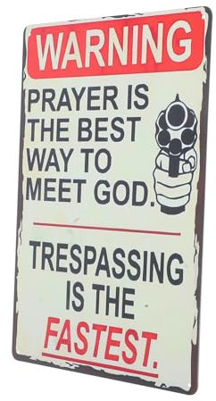 UKCOCO Retro-dekorative Malerei Lustige Dekorationen Keine Warnzeichen Für Hausfriedensbruch Lustiges Verbotsschild Blechschilder Aus Metall Warnschild Für Den Hof Wandbehangschild Eisen