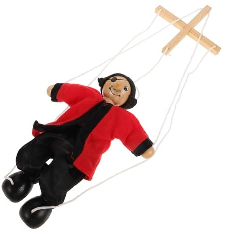 TOYANDONA Zeichenfolge Marionette Handpuppen Holzpuppe Puppen für 8-10 Piratenkegelpuppe Puppen für Puppentheater lustige Piratenschiffe hölzern Black
