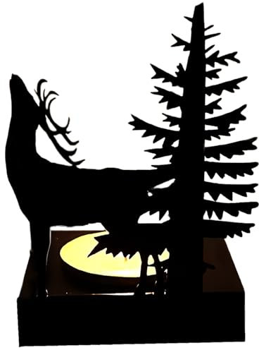 Porta di candele di Natale, portacandele di renne alla foresta, portacandele, metallo di ferro resistente al calore, decorazione natalizia di renne per centrotavola da tavolo