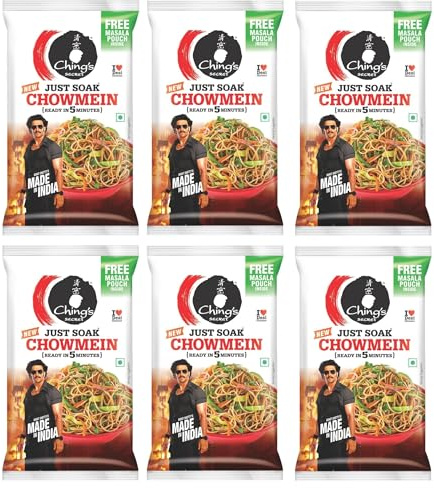 Ching's Secret Chowmein Noodles 140g | Authentic Desi Chinese Flavour | Non-Sticky, Quick-Cooking Noodles | Ideal for Stir-Fries & Chowmein Dishes (Pack of 6)