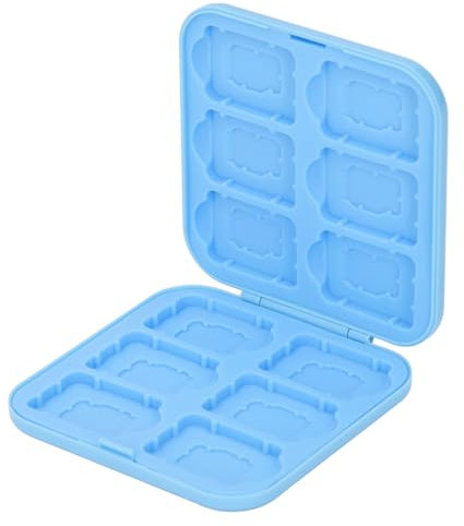 Game Card Holder, Game Card Storage Box Protector Silicone Slots PC Shell Large Capacity 12 in 1 for Storage (Blue)