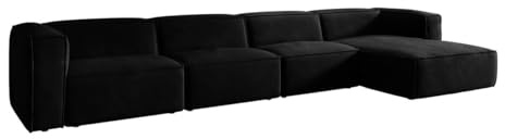 Luxusbetten24 Designer Sofa Comfy L Maxi in Samt Schwarz Rechts