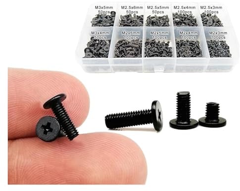 800 teile/schachtel Laptop Computer Schraube Bolzen M2 M2.5 M3 Schwarz Kreuz Ultra Dünne Flache Wafer Kopf Mix Sortiment Kit Set Stahl