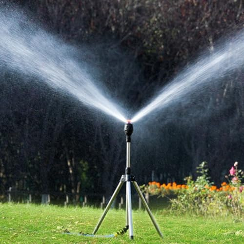 Rasensprenger,Rotating Tripod Sprinkler Impulsregner Mit Stativ, 360 Grad Automatisch Rotierende Bewässerungssprinkler, Teleskopstativsprinkler Für Große Flächen, Hof, Garten, Rasen (Stativ)