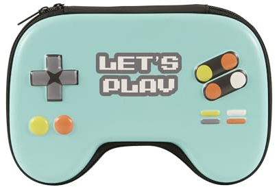 Idena 20183 - Federmappe mit Reißverschluss, Design Gaming in Form eines Controllers, Federmäppchen mit Netztasche und Stiftschlaufen, ca. 22 x 14,5 cm