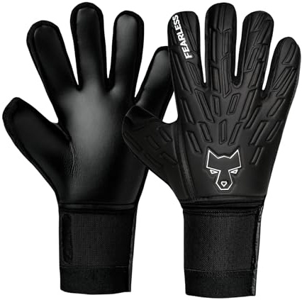 FEARLESS GOALKEEPERS Wolf V Onyx 2.0 Handschuhe - Atmungsaktive Torwarthandschuhe, Rutschfester Griff, Negativschnitt und Gefühl Zweiter Haut - Für Erwachsene & Kinder