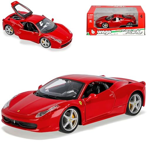 alles-meine.de GmbH Ferrari 458 Italia Coupe Rot Ab 2009 1/24 Burago Modell Auto mit individiuellem Wunschkennzeichen