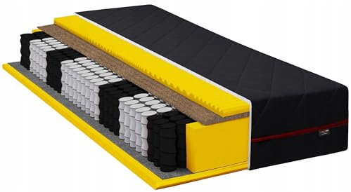 Trivando Black Duo 7-Zonen Matratze 90x200 mit profiliertem Schaumstoff | Ergonomische Taschenfederkernmatratze | H3 & H4 in Einer Matratze I Hypoallergen & Antibakteriell | 24 cm hoch 90 x 200 cm