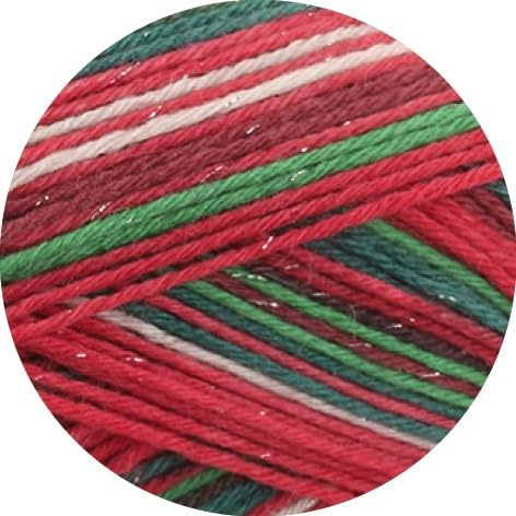 LANA GROSSA Meilenweit 6-Fach Merino Christmas | 6-fädiges Sockengarn aus Merino, waschmaschinenfest | Garn aus 80% Schurwolle & 20% Polyamid | 150g Wolle, Stricken & Häkeln | 390m Garn FB 636