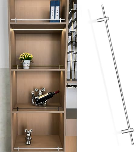 GERAZAHO Rausfallschutz Regal Reling aus Aluminium, 14-42 Metall Stange Sicherung für Holzregale, Wohnmobil, Bücherregal & Küche Silver 8 pcs 17in/43cm