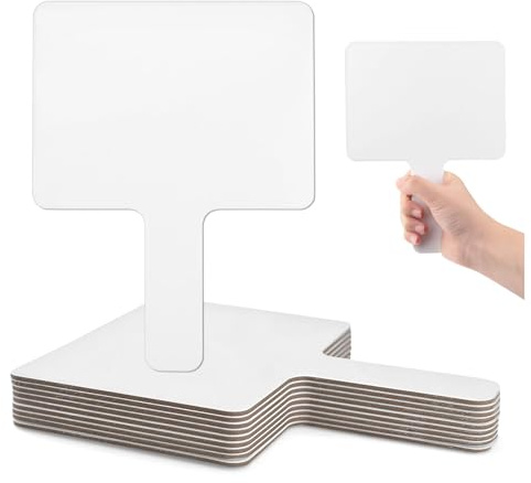 Lot de 10 Pagaies de Réponse Effaçables à Sec, 17,5 x 23 cm Tableau Blanc Double Face, Tableaux Blancs Effaçables Portables pour Enseignants, Réunions, Votes et Enchères (Blanc)