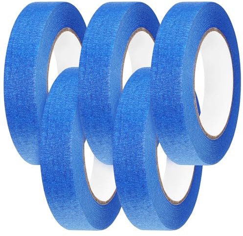 Gadpiparty Ruban Adhésif de Masquage 24 MM 5 Rouleaux Bleu 50 M Papier de Masquage pour Peinture et Travaux Artistiques Retrait Propre