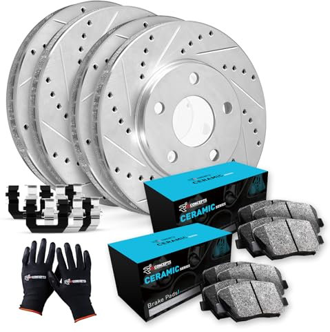 R1 Concepts Front Rear Brakes and Rotors Kit |Front Rear Brake Pads| Brake Rotors and Pads| Ceramic Brake Pads and Rotors |Hardware Kit|fits 2013-2016 Ford Escape, 2014-2018 Ford Transit Connect