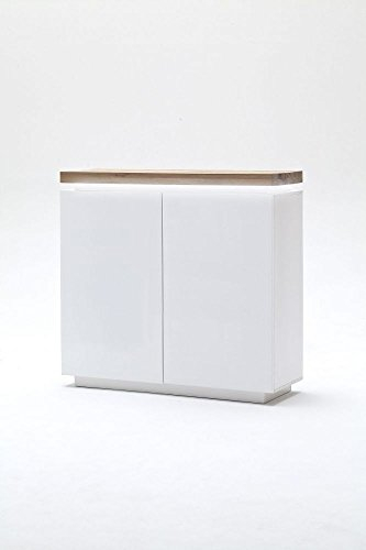 Beauty.Scouts Highboard High Hills Kommode, Schrank, Sideboard, Regal, Konsole, Wohnzimmerschrank, Esszimmerschrank, Esszimmer, Wohnzimmer, Aufbewahrung, matt weiß, Eiche massiv, 120x114x40 cm