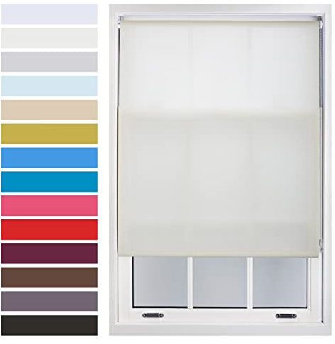 FURNISHED Roller Blinds Window Daylight in with Metal Fittings Made to Measure Up to 60W x 210H cm - Cream