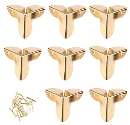 Yetaha 8pcs Corner Protector Decorative Metal Edge, 22mm, Gold | Antique Style Corner Protectors, Vintage Furniture Table Desk Corner Edge Guard Wooden Jewelry Box Protect Decor Metal Corner