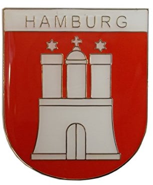 Unbekannt Maritimshop Kühlschrankmagnet Stadt Souvenir Hamburg Wappen mit Tor und Schriftzug 3,5 x 3 cm