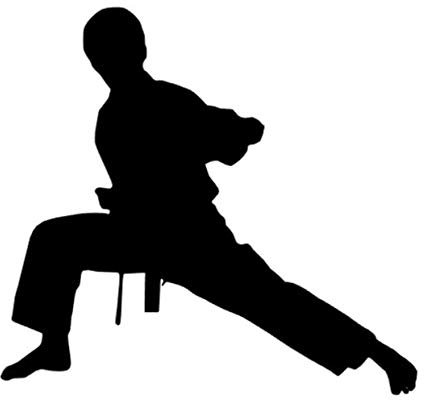 Karate Aufkleber in 10cm, 15cm, 20cm, Kickboxen Kampfsport Auto Aufkleber Karatekämpfer (150/2) (15cm, weiß Glanz)