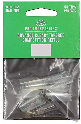 Pro Impressions Advance Clear Tapered Competition 50 Nail Tips, Size 10