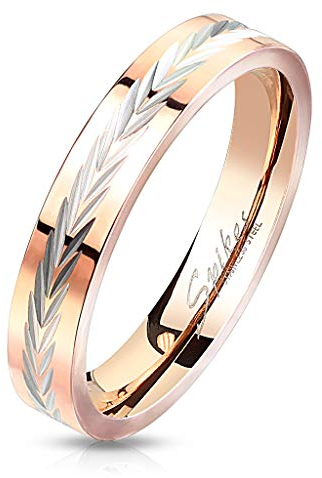 Paula & Fritz® Partner-Ring Damen Herren schwarz rosé-Gold Edelstahl-Ring Silberne Pfeile 5mm 6mm breit 47 (15) – 72 (22.9) R-M7237R_80