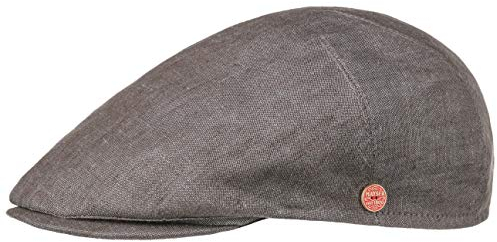 Mayser Sidney Leinen Flatcap Schirmmütze Schiebermütze Leinencap Herren - Made in The EU mit Schirm, Futter Sommer Frühling-Sommer - 58 cm braun