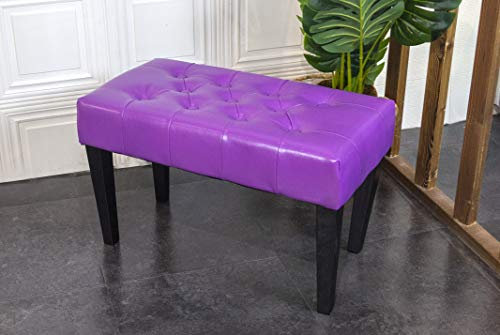 HomeHarmony® PU Leather Dressing Bench Chair Vanity Stool Button Padded Seat With Rustic Look Legs (Lilac)