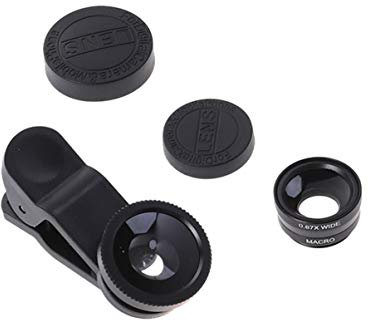 Balacoo Kamera Objektiv Kit für Phone Tragbare 3 in 1 Handy Objektiv Fisheye Makro Weitwinkel Externe Objektiv mit Objektiv Clip Handy Fotografie Zubehör für iPhone 6S/ 7/8/ X (Schwarz)