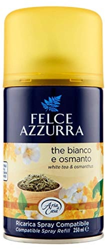 Felce Azzurra - Ricarica Profumatore Ambiente Spray The Bianco e Osmanto per Profumatore per Ambienti Diffusore Automatico, Deodorante Ambiente Profumo Istantaneo a Lungo, Profumatori Diffusori 250 ml