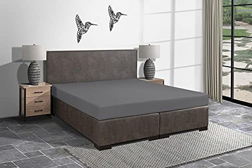 Mr.Sandman Elastan Classic Spannbetttuch Asche Größe 180-200x200-220cm