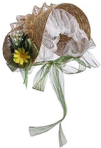 COSDREAMER Lolita Sonnenhut für Damen, viktorianischer Stil, Spitze, Hellgrün