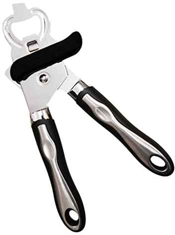 Coregadgets Manual Tin Opener - Heavy Duty Handheld Can Opener for Arthritis Hands, Stainless Steel 3-in-1 Multifunctional Bottle Opener, Can Cutter That Works, Non-Slip Handle, Perfect Kitchen Tool