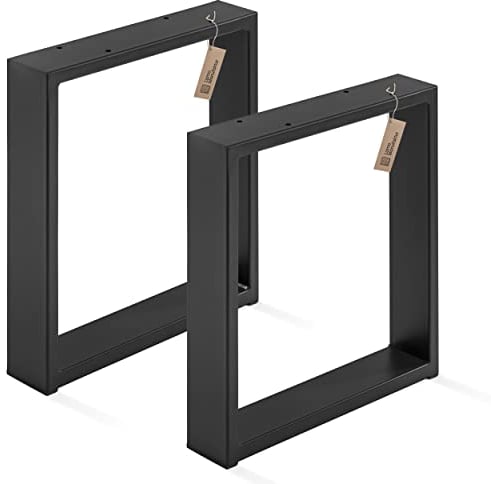 LAMO Manufaktur Tischbeine für Sitzbank, Couchtisch, Beistelltisch, Simple Massive, Vierkantprofil 80x20 mm, Tischgestell 60x43 cm (BxH), Schwarz, 2 Stück, LTS-01-C-KK-9005