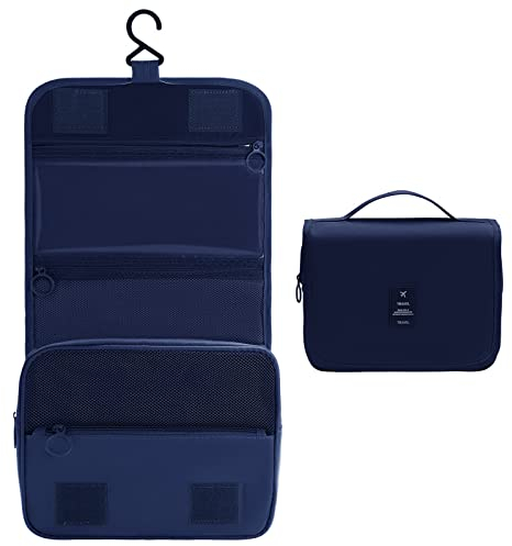 OrgaWise Kulturtasche zum Aufhängen Waschtasche Unisex Kosmetiktasche Reise-Tasche für Herren und Frauen für Koffer & Handgepäck Urlaub Waschbeutel Toiletry Bag (Navy, 1pc)