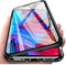 Hülle für Samsung Galaxy S21 FE 5G, Magnetische Adsorption Handyhülle 360 Grad Schutz Aluminiumrahmen mit Gehärtetes Glas, Starke Magneten Stoßfest Metall Flip Case Cover - schwarz