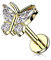 beyoutifulthings 1 Knorpel Ohr-Stecker Schmetterling Gold 4 Zirkonia Clear Piercing-s Chirurgenstahl Schraub-Verschluss Stab 6-mm lang