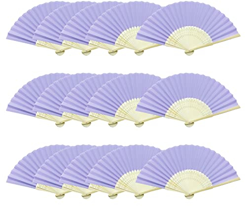 Woohome 15 Stück Hand Fächer Faltbar Papierfächer Hochzeit Zubehör für Hochzeit Deko, Party, Fest und Picknick (Lila)