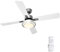 BAKAJI Ventilatore Lampadario da Soffitto 4 Pale in Legno con Lampada Plafoniera 60 LED 20W in Acrilico 3 Velocità Inversione Rotazione Funzione Timer Luce Cambio Colore e Telecomando Diametro 130cm