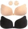 BDSMYOU Klebe BH Push Up Trägerlos Unsichtbar Rückenfrei Mit 1 Paar Nippel Cover, 2 Stück Silikon Wiederverwendbar Ohne Bügel Selbstklebend für Abendkleid (C Cup)