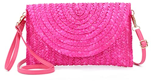 LHHMZ Pochette en paille pour femme Sacs à main d'été Sacs à bandoulière en paille tissée Pochette de plage