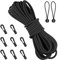 Bungee Shock Cord,Elastic Rope,Bungee Straps,Kayak Elastic Cord,Marine Grade Shock Cord Ends,Kayak Bungee Cord Replacement Kit,Stretch String with Hooks& Bungees Ball Cords - 1/4'' x 19.6ft, Black