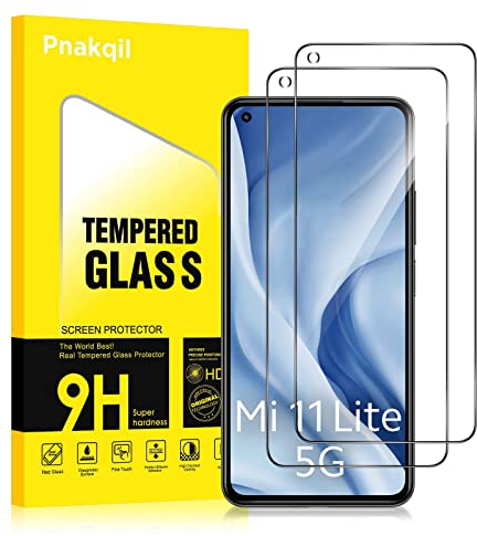 Pnakqil 2 Unidades Protector de Pantalla para Xiaomi 11 Lite 4G/5G/NE Cristal Templado Full HD Ultra Resistent 9H Dureza Antihuellas Sin Burbujas Antiarañazos Transparent Vidrio 6,55