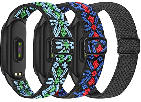 SHIJZWD Confezione da 3 cinturini elastici compatibili con Xiaomi Mi Band 7/Mi Band 6/Mi Band 5, cinturini di ricambio regolabili Sport Loop in nylon per Xiaomi Mi Band 5/6/7 donna uomo