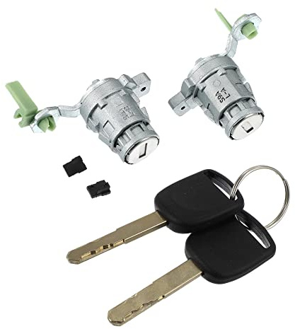 X AUTOHAUX Kit cylindre de serrure de porte avec 2 clés pour Honda CR-V 2002-2006 pour Honda Element 2003-2011 - Serrure de porte avant gauche côté conducteur 72185-S9A-013 72185-S9A-003 72145-S9A-013