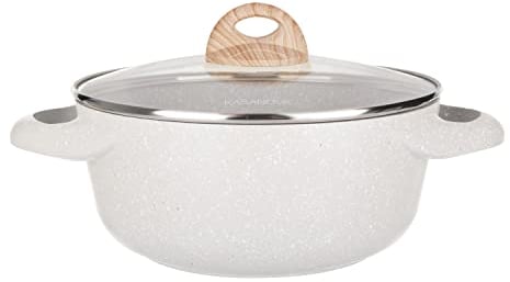 KASANOVA, Casseruola Belly Cosy con 1 Manico Soft Touch con Coperchio, Rivestimento AntiGraffio e Antiabrasione (28 cm)